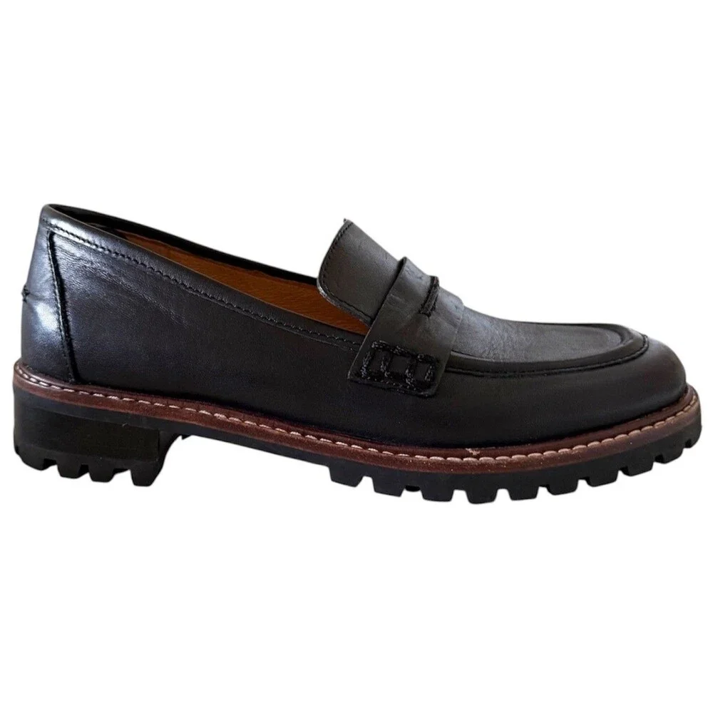 Madewell The Corinne Black Leather Lugsole Loafers Women’s Size 5.5